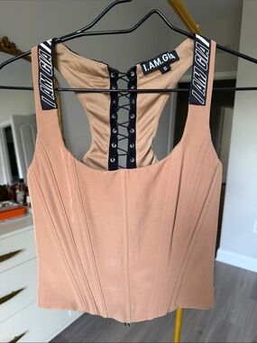I.AM.GIA Tan SIOBHAN Corset Tank with Branded Straps